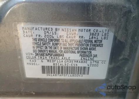 2015 Nissan Sentra S from USA, damaged, VIN 3N1AB7AP5FL680043